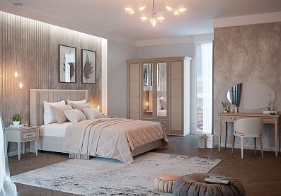 Спальня Адажио 11, тип кровати Мягкие, цвет Кашемир серый