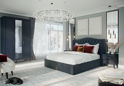 Спальня Орландо 10, тип кровати , цвет Серый уголь